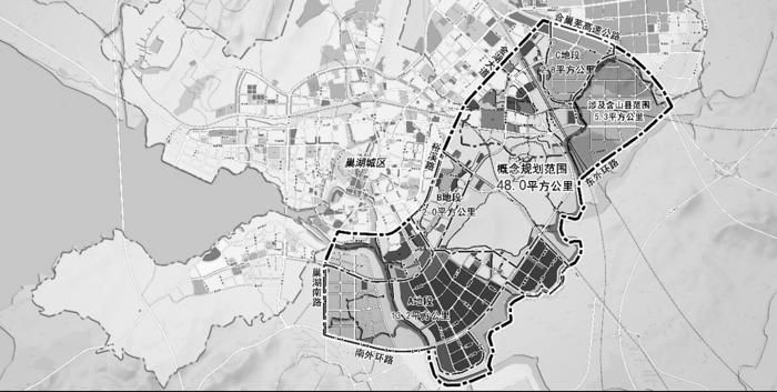 巢湖市旗山新区（暂命名）规划范围图。