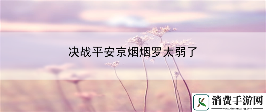 决战平安京烟烟罗太弱了：提升游戏技能的快速途径