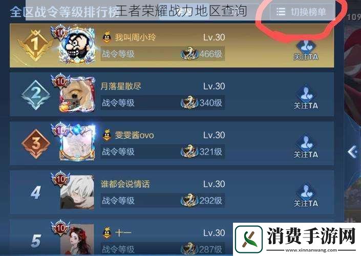 王者荣耀战力地区查询