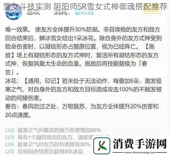 雪女斗技实测阴阳师SR雪女式神御魂搭配推荐