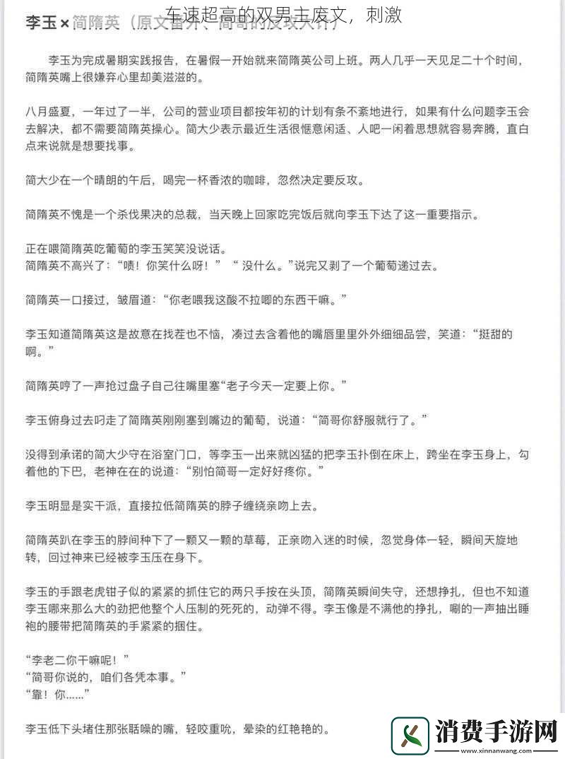 车速超高的双男主废文刺激