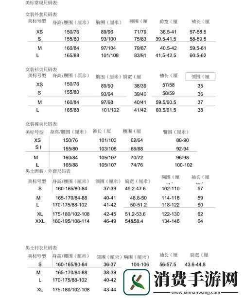 潮人必备！欧码美码对照表