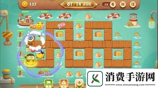 保卫萝卜3码头爬梯第17关怎么过