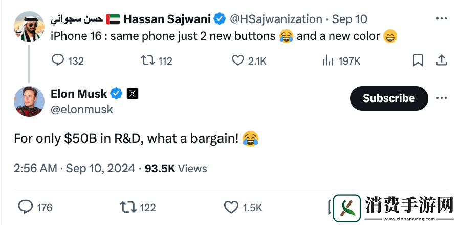 马斯克再度对苹果缺乏创新进行嘲讽