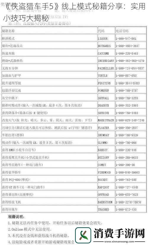侠盗猎车手5线上模式秘籍分享