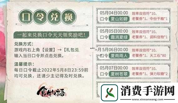 分享食物语立夏福利盛宴的独特口令集锦