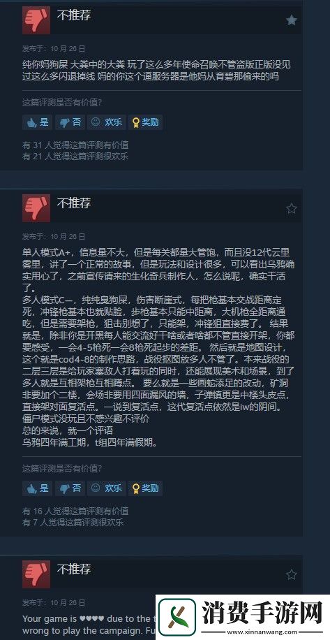 使命召唤21Steam褒贬不一