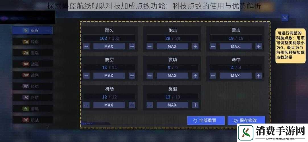 探索碧蓝航线舰队科技加成点数功能