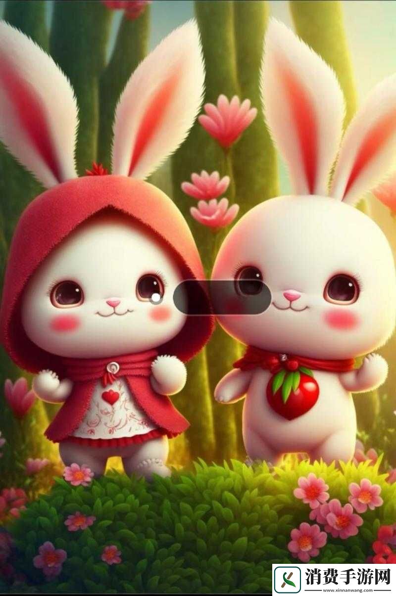 前面两只小白兔上下晃动真可爱呀超级萌趣十足呢