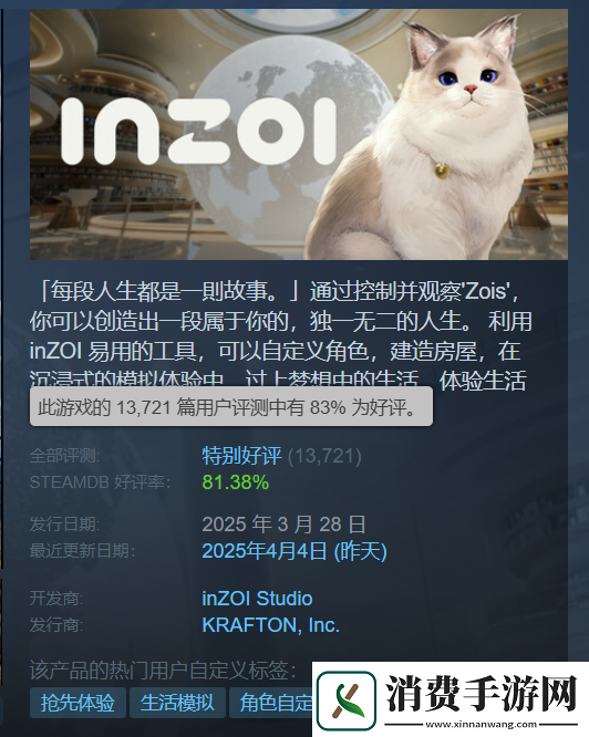 韩国生活模拟游戏inZOI销量突破100万份！仅上线8天