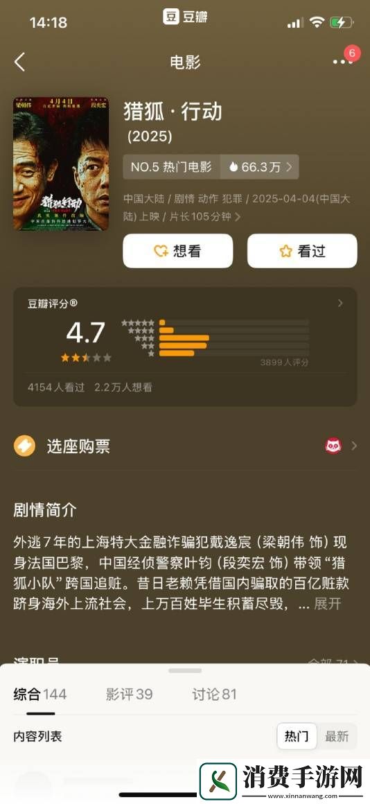 清明档电影豆瓣开分了